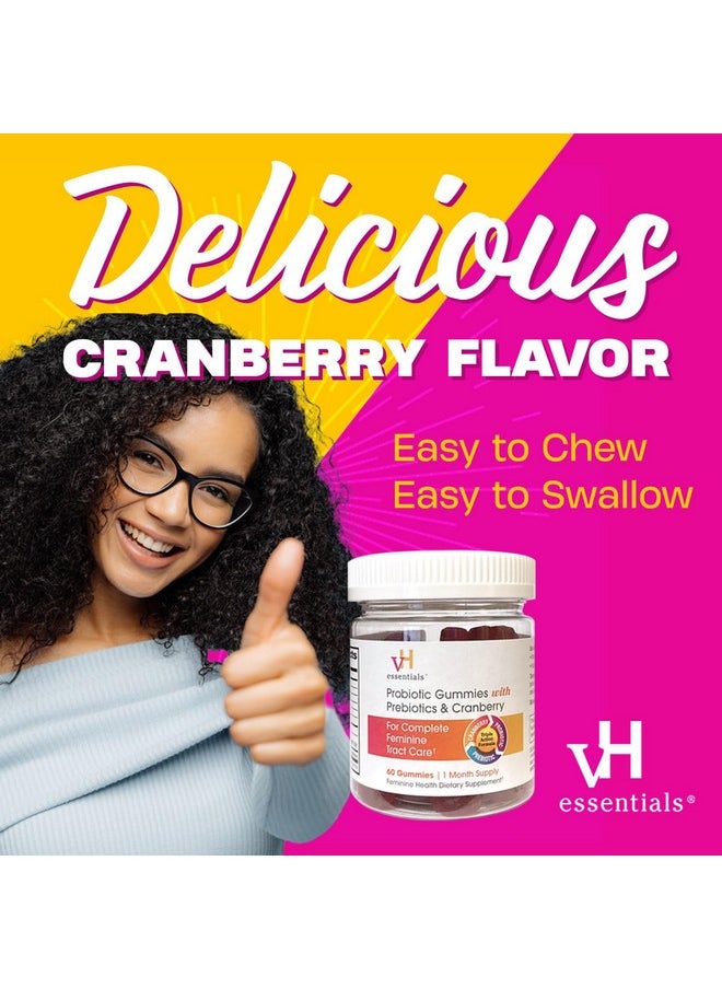 vH Essentials vH essentials Probiotic Gummies with Prebiotics & Cranberry, Concentrated Extract for Urinary Tract Health, Supports Vaginal Microflora Balance for a Healthy Feminine Tract, 60 Count  - Image 3