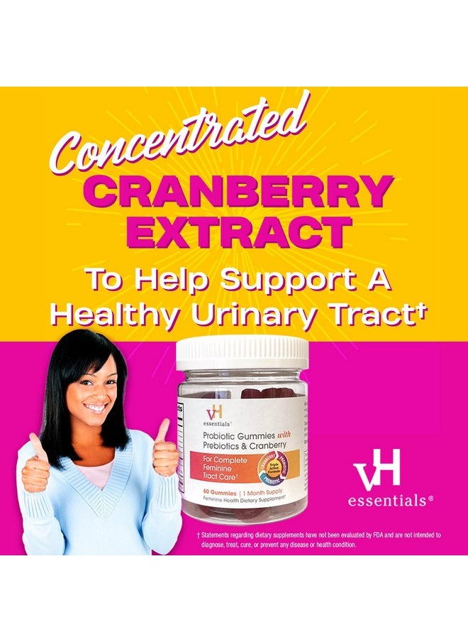 vH Essentials vH essentials Probiotic Gummies with Prebiotics & Cranberry, Concentrated Extract for Urinary Tract Health, Supports Vaginal Microflora Balance for a Healthy Feminine Tract, 60 Count  - Image 2