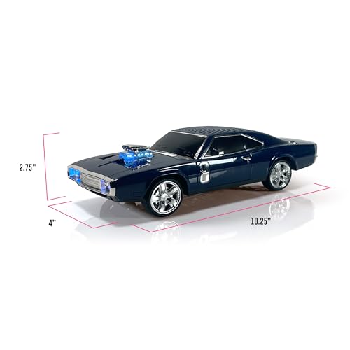 QFX Bluetooth 1968 Retro Muscle Car Replica Speaker, Dual 2-inch Speakers, Hands Free Link, Built-in Microphone, FM Radio and LED Party Lights, Blue - BT-1968-BLU - Image 2