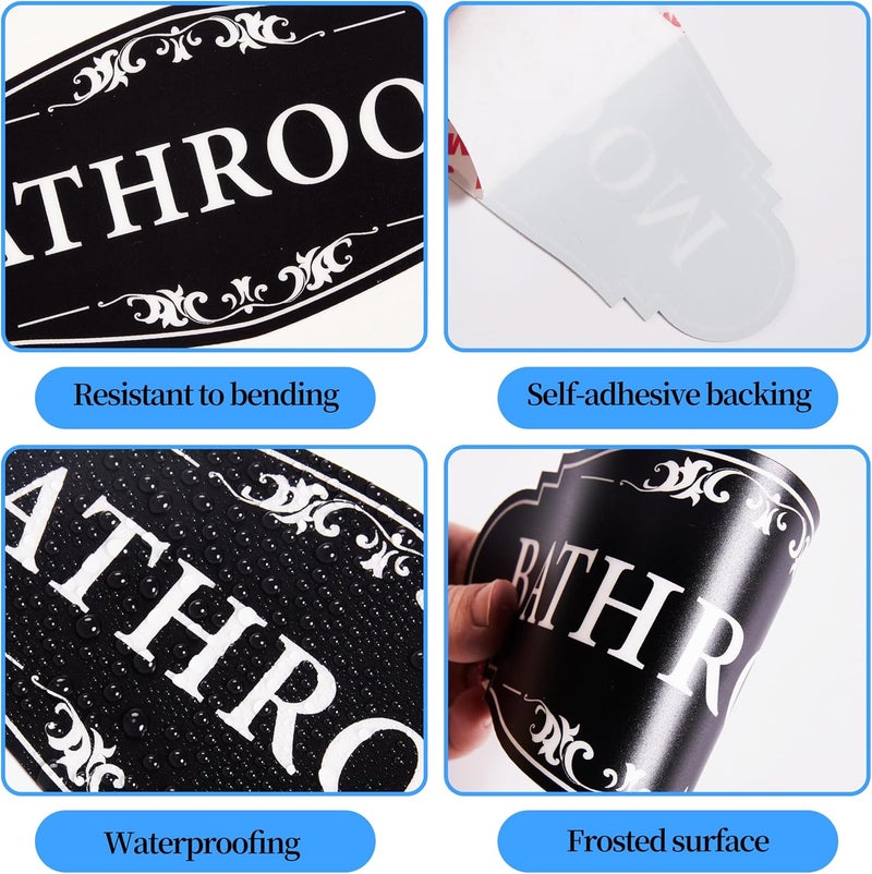 LUHIMO Bathroom Sign Sticker for Business and Home，Self-Adhesive Cute Bathroom Decor for Door，Waterproof Vinyl Restroom Sign for Home，Office，Shop（Black） - Image 4