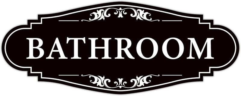 LUHIMO Bathroom Sign Sticker for Business and Home，Self-Adhesive Cute Bathroom Decor for Door，Waterproof Vinyl Restroom Sign for Home，Office，Shop（Black） - Image 1