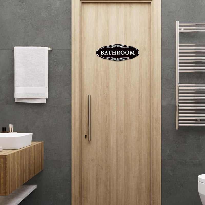 LUHIMO Bathroom Sign Sticker for Business and Home，Self-Adhesive Cute Bathroom Decor for Door，Waterproof Vinyl Restroom Sign for Home，Office，Shop（Black） - Image 5