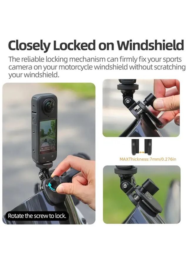 Heavy Duty Aluminum Alloy Motorcycle Mount Windshield Clamp Bracket for Action Cameras - Image 4
