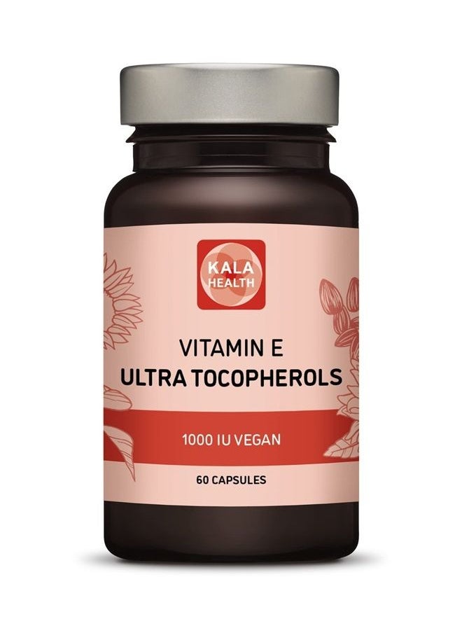 Kala Health - Vitamin E 1000 IU Ultra Tocopherol 450mg Vitamin E Vegan – all 4 Tocopherols - Alpha Tocopherol + Beta Tocopherol + Gamma Tocopherol + Delta Tocopherol– Unique d Alpha Tocopherol Vitamin E - Image 1