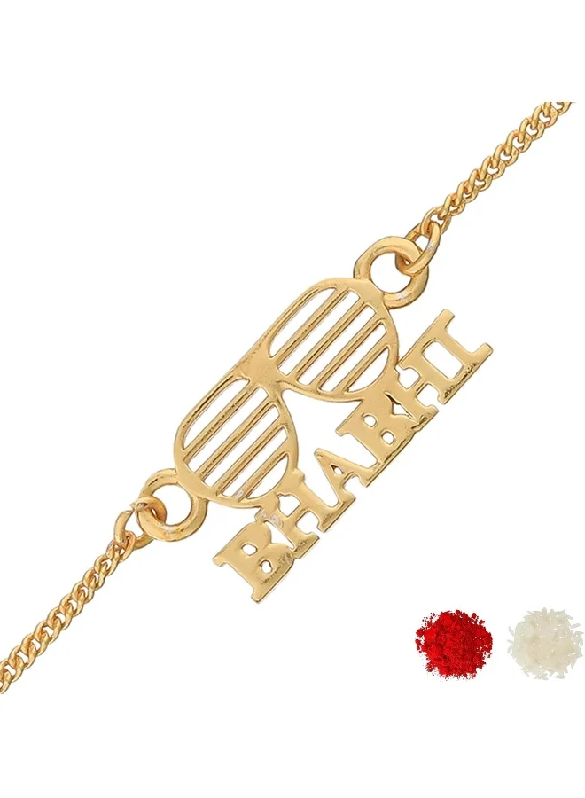 VOYLLA Gold Tone Bhai Rakhi Bracelet