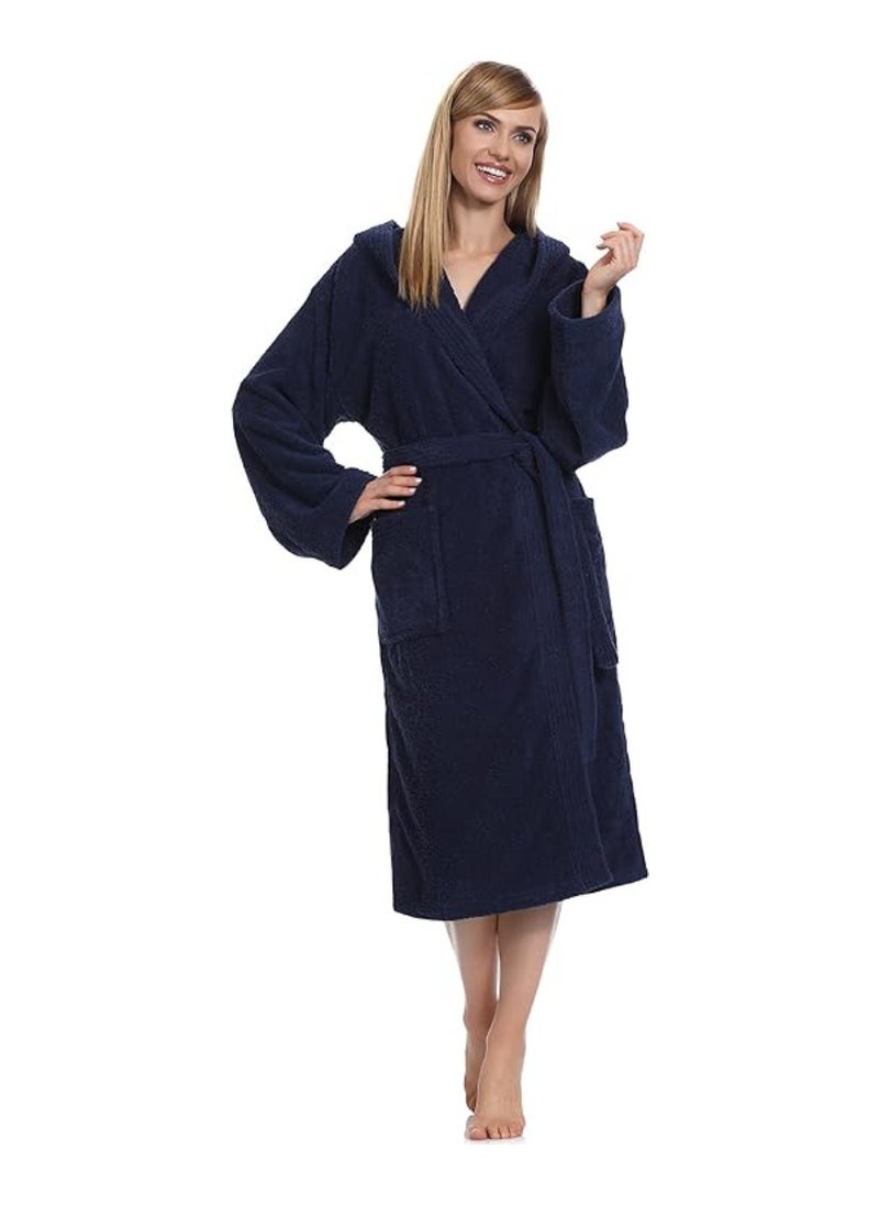 White Rose Navy Blue Color Lightweight And Cloud Soft Terry Bathrobe XL Size  - Image 1