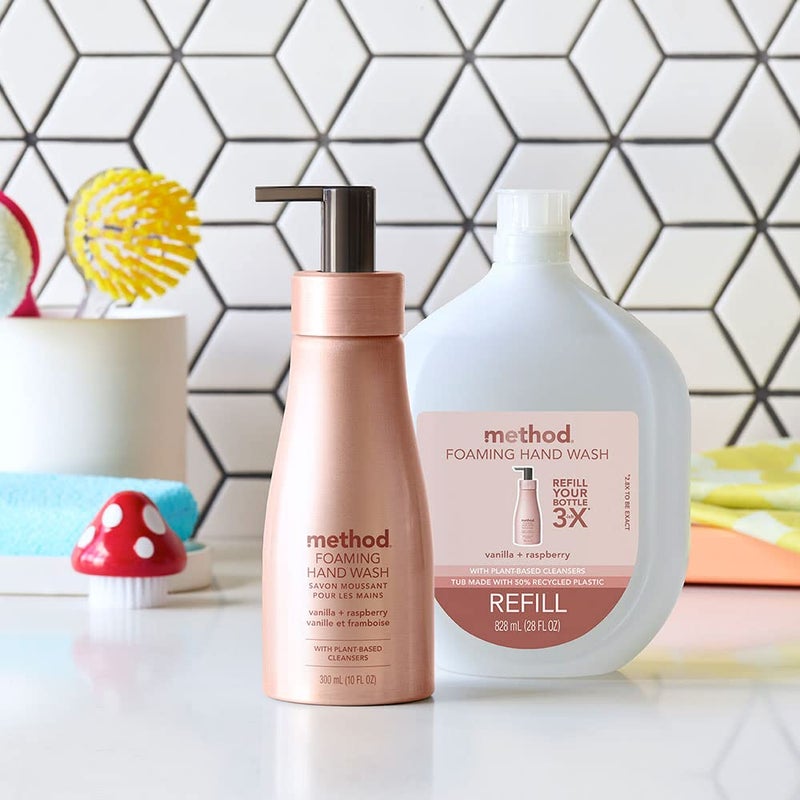 Method Premium Foaming Hand Wash, Vanilla + Raspberry, Reusable Pink Aluminum Bottle, 10 fl oz (Pack of 3) - Image 4