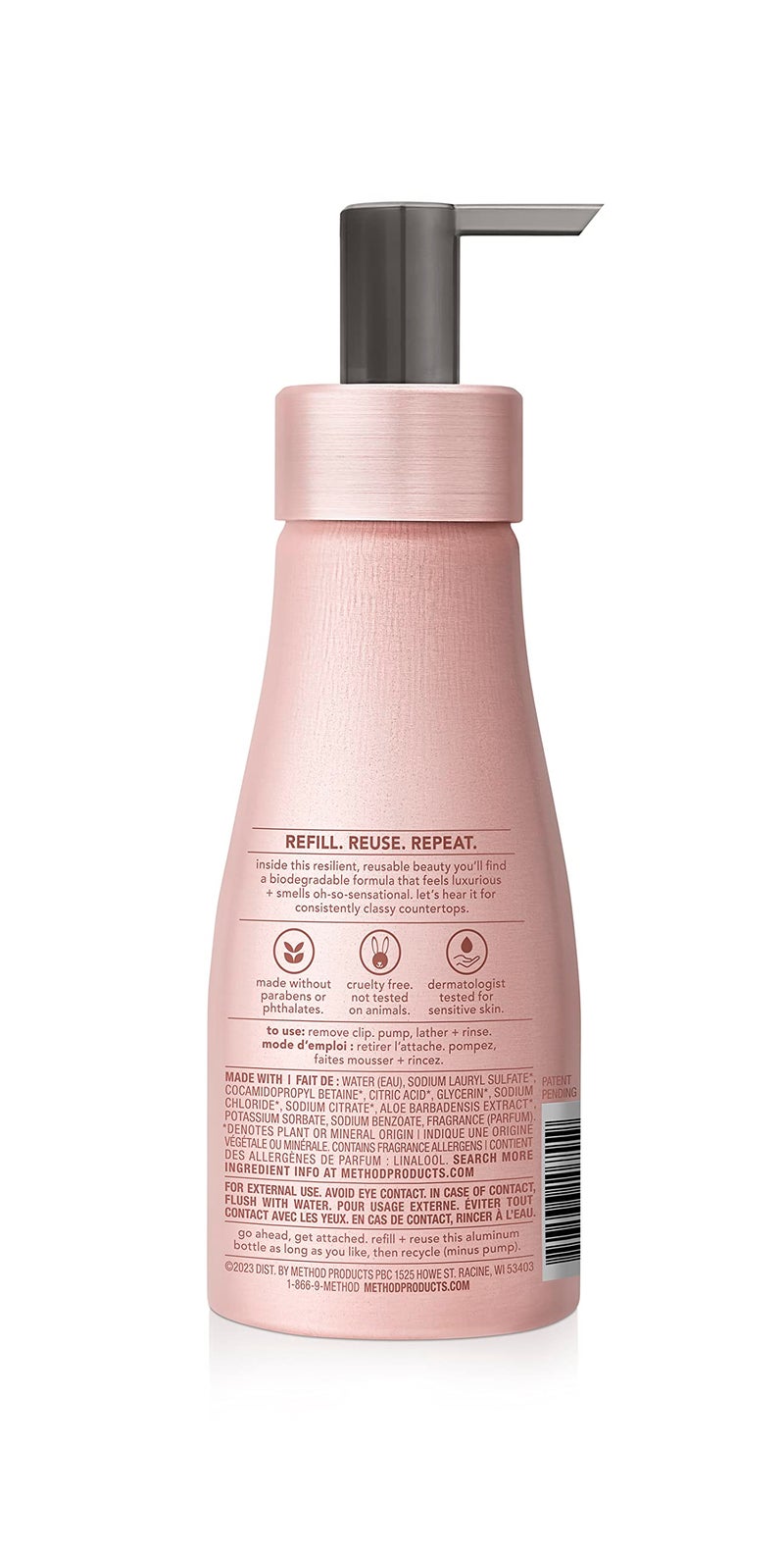 Method Premium Foaming Hand Wash, Vanilla + Raspberry, Reusable Pink Aluminum Bottle, 10 fl oz (Pack of 3) - Image 2