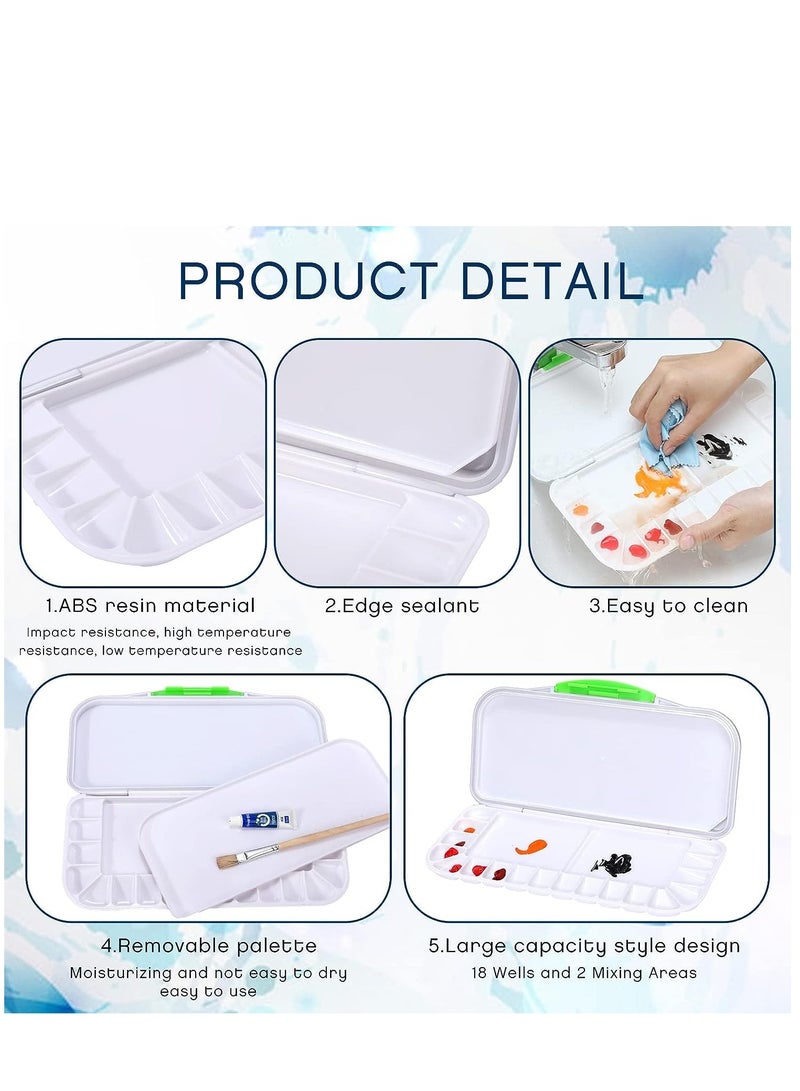 Excefore 2 Pcs Airtight Folding Watercolor Palette with 18 Wells and 2 Mixing Areas Plastic Paint Palette with Lid Gouache Palette Paint Pallet Fold Paint Tray for Artist Painter Painting Travel - Image 2