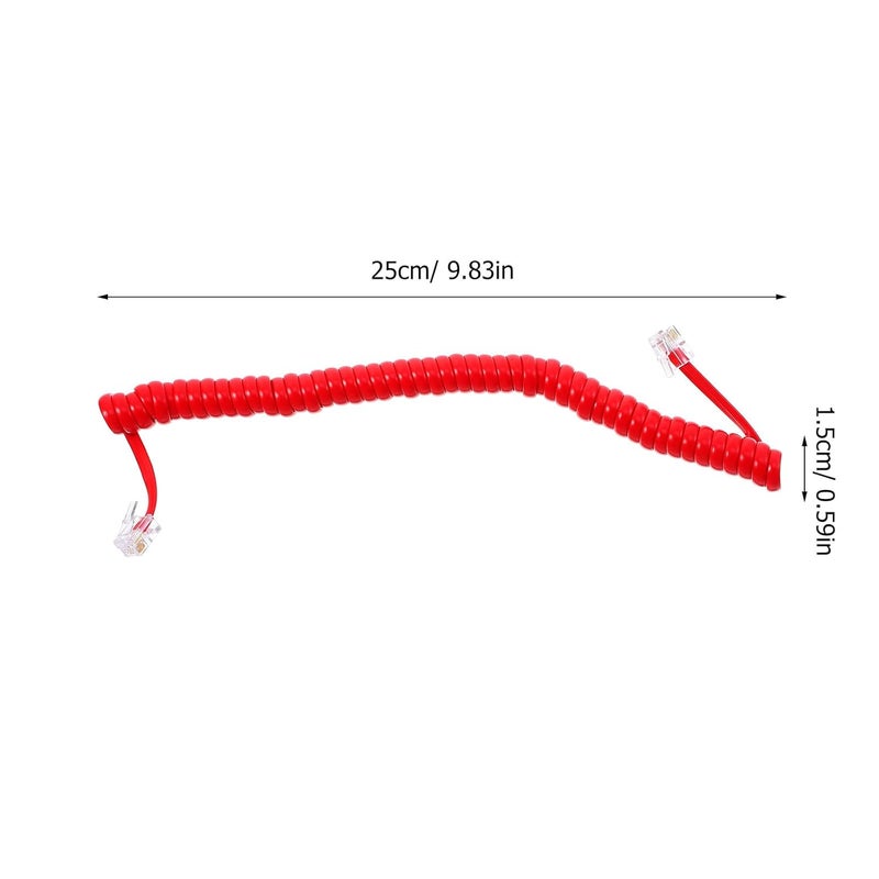 Kichvoe Red Spiral Telephone Cord 2pcs Coiled Phone Wire for Landline Receiver Replacement Compatible with Home Desk Phones - Image 2