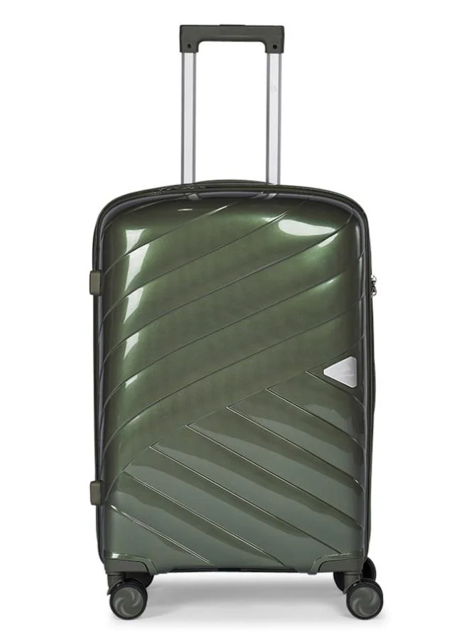 ليمرا طقم شنط سفر مكون من 3 حقائب أمتعة بعجلات و بتصميم صلب وقوي مصنوع من مادة البولي بوربلين لون اخضر غامق