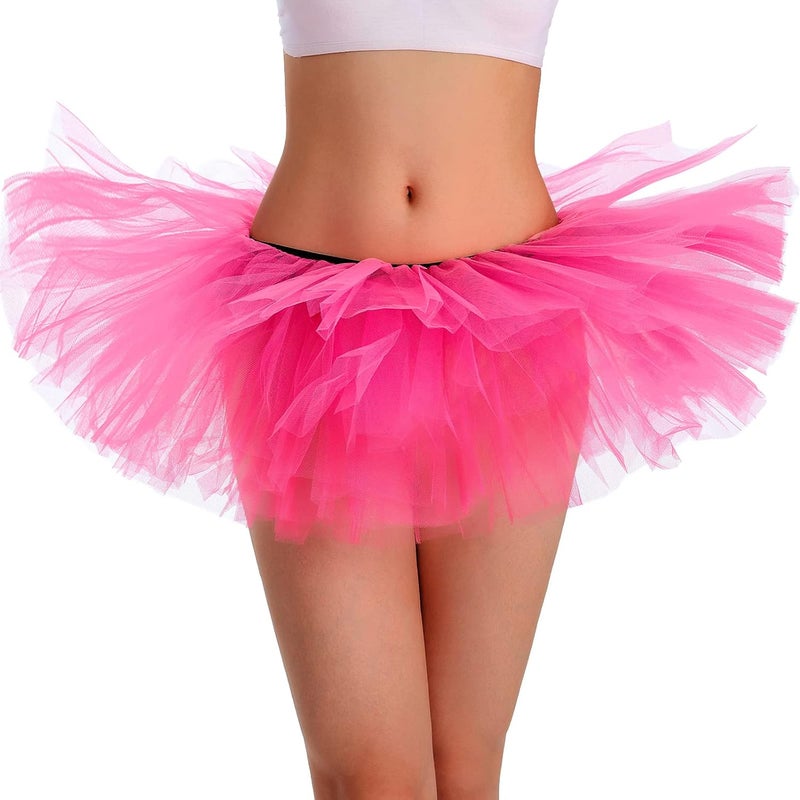 Phantomon Tutu Skirt Women's Teens Classic Elastic 5 Layered Tulle Ballet Skirt, 1950s Vintage Style Short Skirt, Adult Size - Image 3