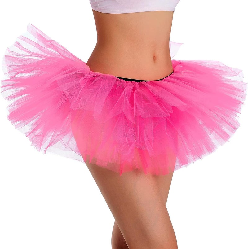 Phantomon Tutu Skirt Women's Teens Classic Elastic 5 Layered Tulle Ballet Skirt, 1950s Vintage Style Short Skirt, Adult Size - Image 2