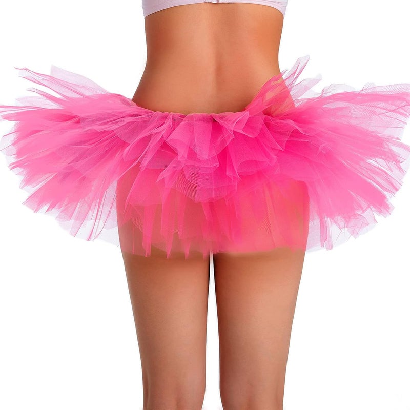 Phantomon Tutu Skirt Women's Teens Classic Elastic 5 Layered Tulle Ballet Skirt, 1950s Vintage Style Short Skirt, Adult Size - Image 4