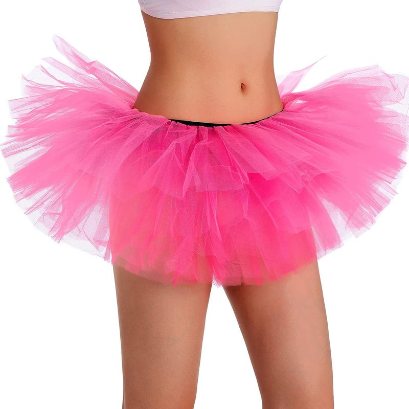 Phantomon Tutu Skirt Women's Teens Classic Elastic 5 Layered Tulle Ballet Skirt, 1950s Vintage Style Short Skirt, Adult Size - Image 1