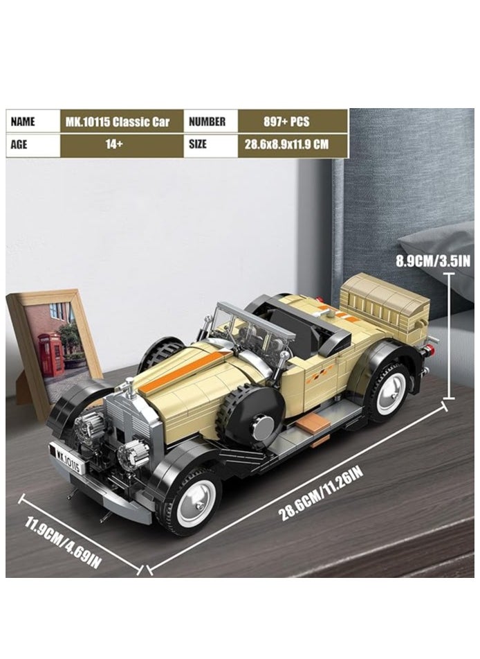 mould king 10115 Classic Cars Building Kits, MOC Vintage Car Model Building Blocks Set, Gift for Kids Age 14+/Adult Collections Enthusiasts(897+ Pieces, Static Version)  - Image 2