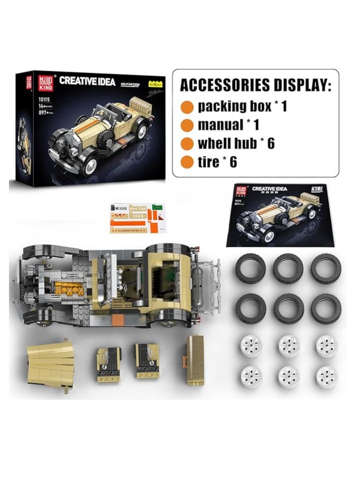 mould king 10115 Classic Cars Building Kits, MOC Vintage Car Model Building Blocks Set, Gift for Kids Age 14+/Adult Collections Enthusiasts(897+ Pieces, Static Version)  - Image 3