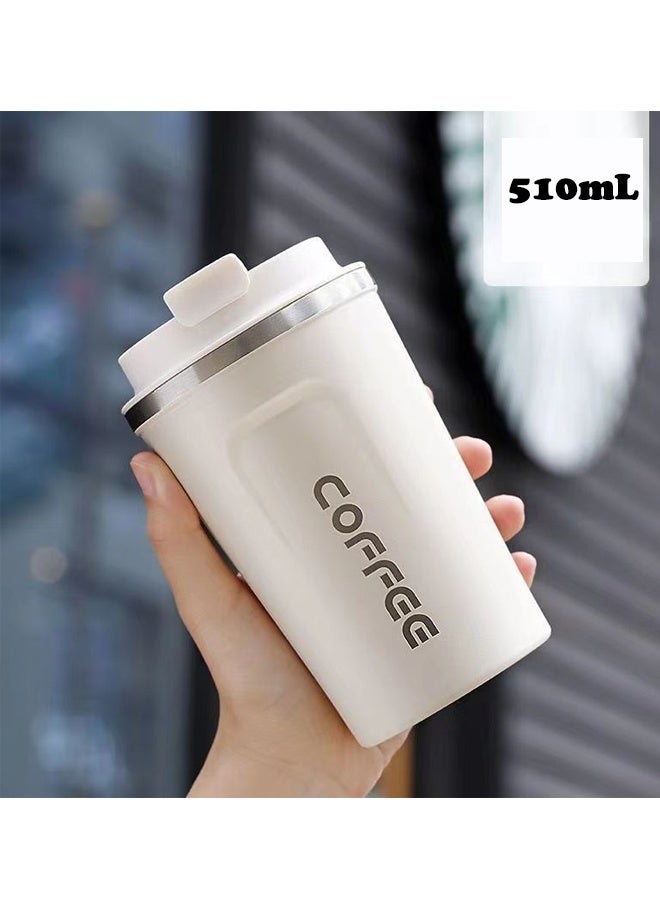 Stainless Steel Coffee Thermos Mug with Lid - 510ml Insulated Travel Cup Keep Drinks Hot/Cold for 12+ Hours, Easy Clean Car Cup Holder Friendly & Office Essentials - Image 1