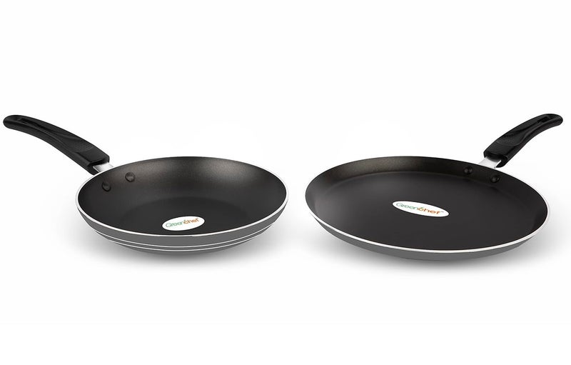 GREENCHEF Duo Pack (Grey) Cookware Set, Fry Pan and Flat Tawa - Image 1