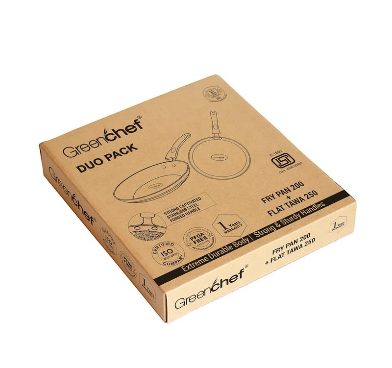 GREENCHEF Duo Pack (Grey) Cookware Set, Fry Pan and Flat Tawa - Image 3
