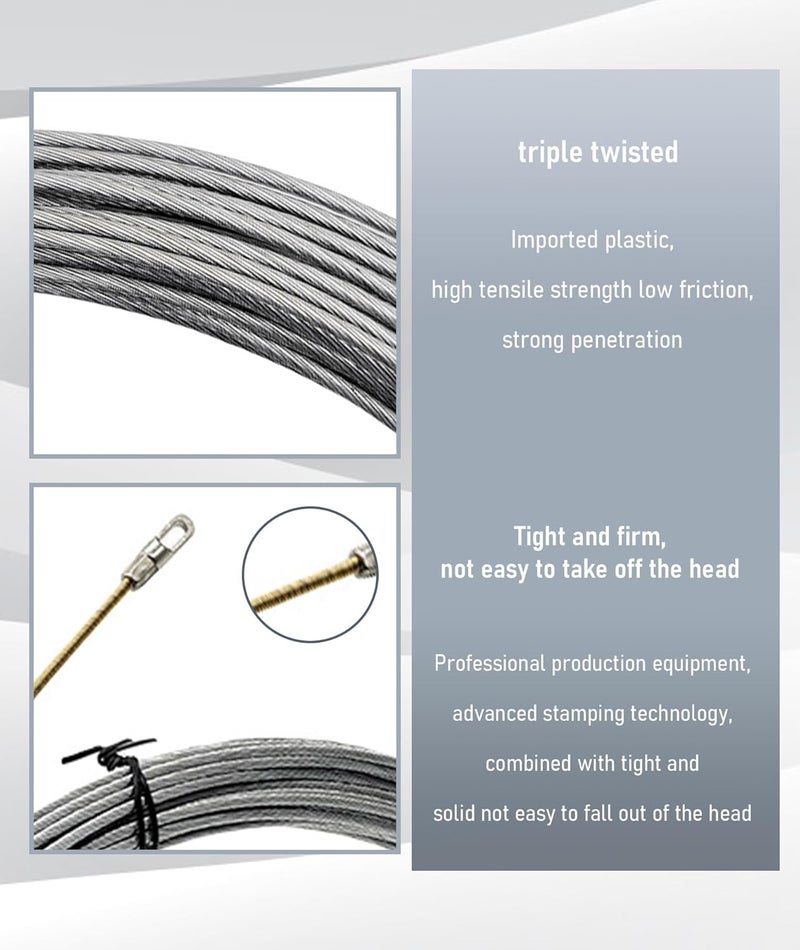 squishy سلك سحب بطول 10 متر لفني الكهرباء، جهاز خيوط سحب الأسلاك، أداة الربيع للتوصيل مع بناء قوي لتسهيل تركيب الكابلات، سلك محترف (فضي) - Image 5