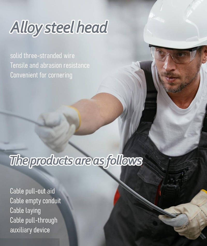 squishy سلك سحب بطول 10 متر لفني الكهرباء، جهاز خيوط سحب الأسلاك، أداة الربيع للتوصيل مع بناء قوي لتسهيل تركيب الكابلات، سلك محترف (فضي) - Image 2