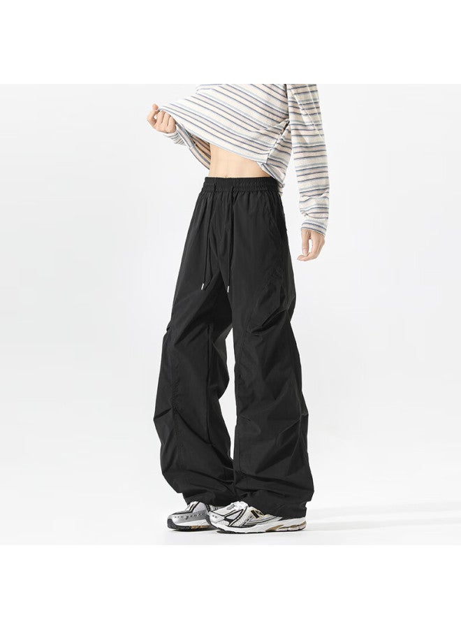 Swamp Area American Street Style Pleated Design Sweatpants For Men, Spring And Autumn Loose Cargo Pants Casual Trousers Ks058 Black 2XL - Image 4