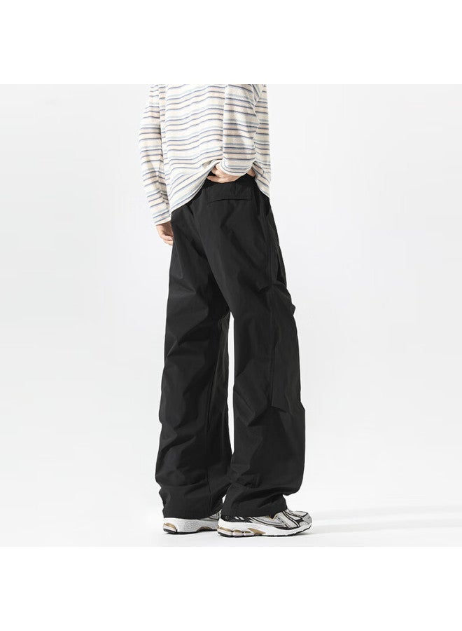 Swamp Area American Street Style Pleated Design Sweatpants For Men, Spring And Autumn Loose Cargo Pants Casual Trousers Ks058 Black 2XL - Image 5