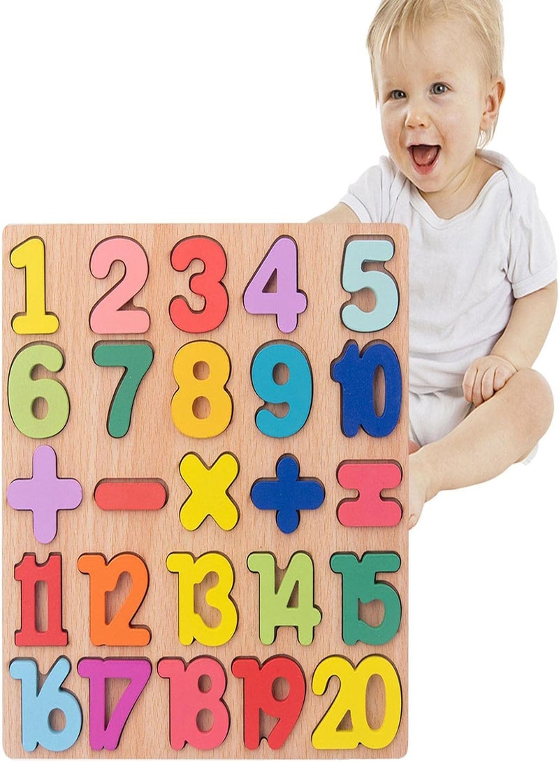 GGOOT Wooden Montessori Puzzles,Wood Educational Puzzle Toy Board | Shape/Numbers/Alphabe Blocks Preschool Educational Learning Toy for Kids - Image 1