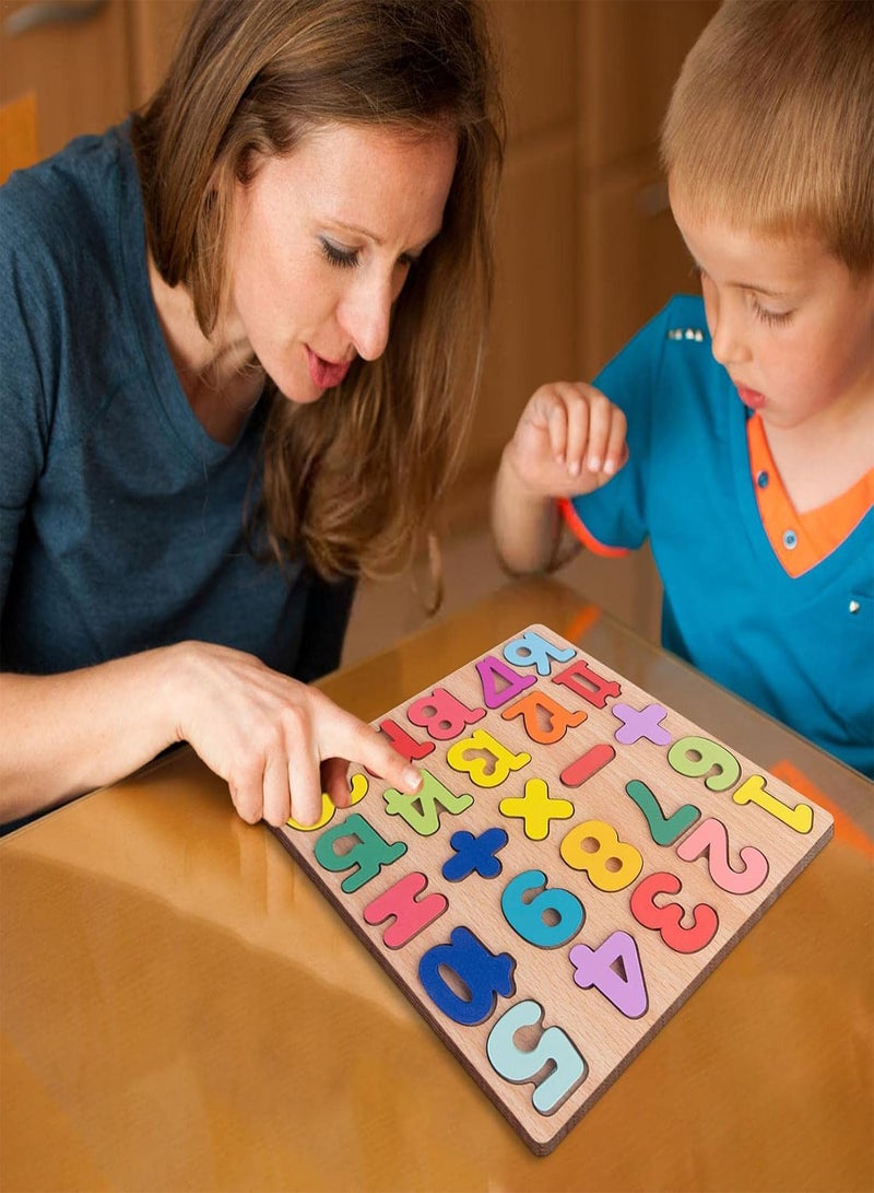 GGOOT Wooden Montessori Puzzles,Wood Educational Puzzle Toy Board | Shape/Numbers/Alphabe Blocks Preschool Educational Learning Toy for Kids - Image 2
