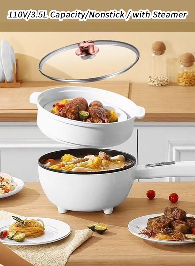 3.5L Electric Hot Pot with Steamer  Temperature Control - Non-Stick Cooker Shabu Shabu, Skillet,Frying Pan,Electric Saucepan  - Image 4