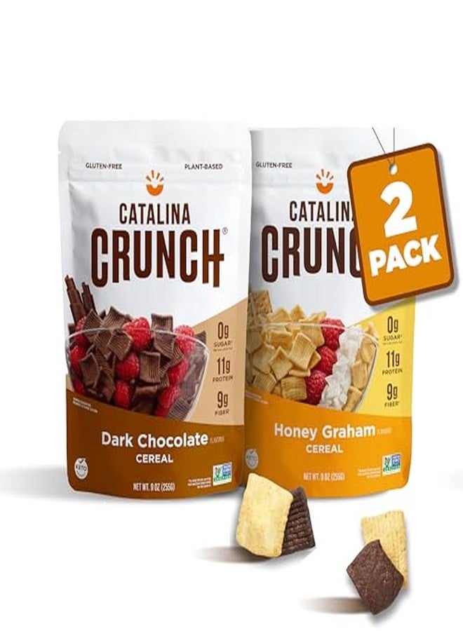 Catalina Crunch Protein Cereal | Sugar Free Breakfast Cereal with 11g of Protein | Gluten Free, Keto Friendly | Variety Pack Dark Chocolate & Honey Graham (Pack of 2) - Packaging May Vary - Image 1