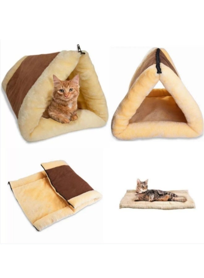 Foldable Tunnel Bed 2 in1 Pyramid Tunnel Bed And Mat Guinea Pig Tent Bed & Warm Tunnel for Rabbit Ferret Chinchilla Bunny Rats or Other Small Animals - Image 3