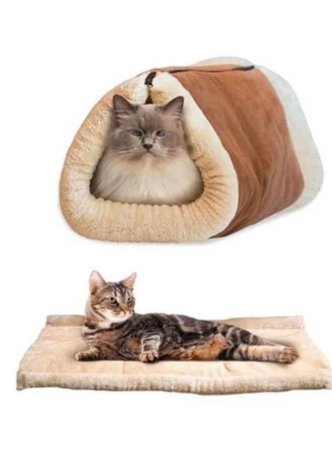 Foldable Tunnel Bed 2 in1 Pyramid Tunnel Bed And Mat Guinea Pig Tent Bed & Warm Tunnel for Rabbit Ferret Chinchilla Bunny Rats or Other Small Animals - Image 1