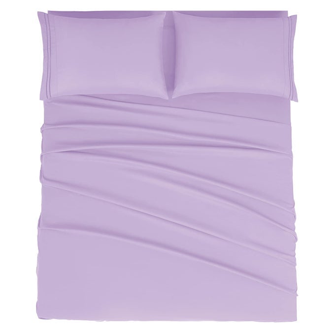 QUEEN SIZE SHEET SET HOTEL LUXURY 1800 BEDDING SHEETS PILLOWCASES DEEP POCKET FITTED SHEET SOFT BREATHABLE WRINKLE FADE RESISTANT 4 PIECE QUEENVIOLET