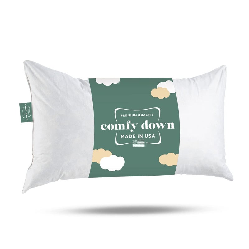 ComfyDown Decorative Throw Pillow Insert, Down and Feather Fill, 100% Cotton Cover, 233 Thread Count - Made in USA (12 X 24) - Image 1