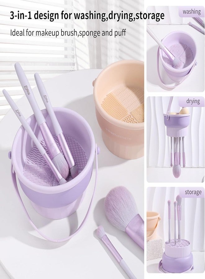 BLINE 3 in 1 Silicone Makeup Brush Cleaning Mat with Drying Holder - Makeup Brush Cleaner Bowl for Brushes, Sponges & Powder Puffs - Image 3