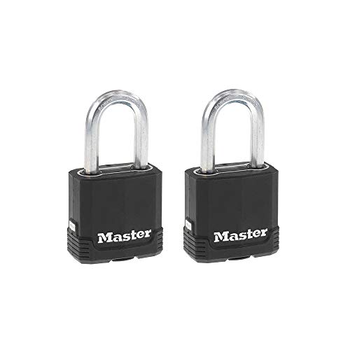 Master Lock Magnum Heavy Duty Outdoor Padlock with Key Weather Resistant Body and Cut Resistant Shackle Make Lock Perfect for Fences Gates Sheds 2 Pack M115XTLF