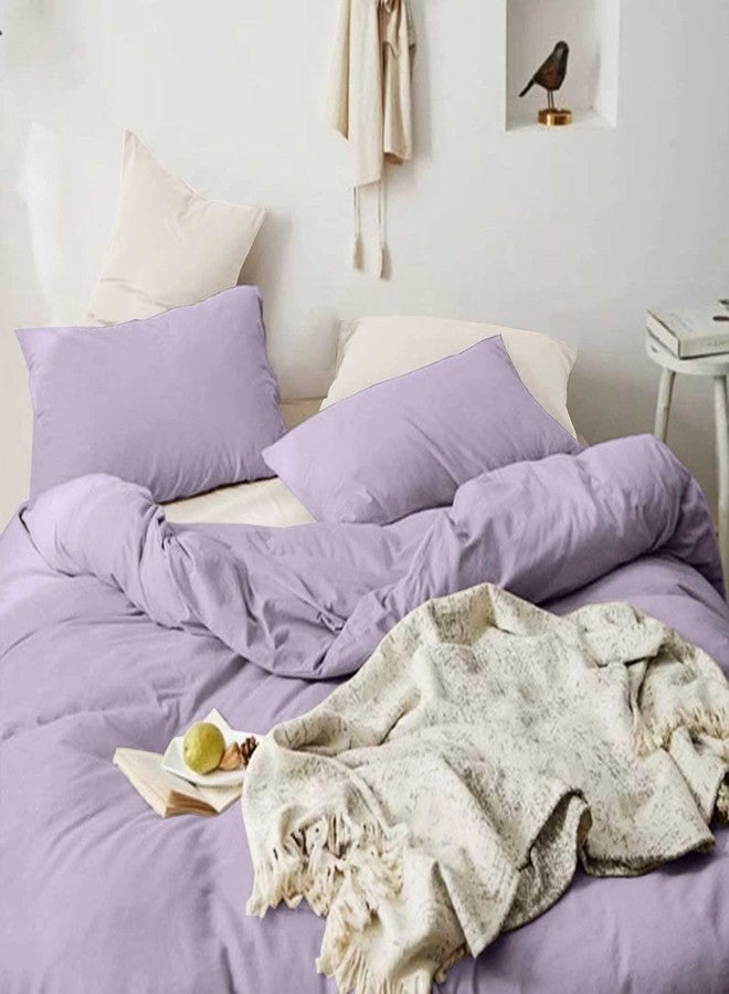ETDIFFE Lavender Duvet Cover Twin Size, 2pc Twin XL Light Purple Soft Farmhouse Quilt Cover Set, 1 Lightweight Microfiber Duvet Cover (68x90) and 1 Pillow Sham for Women Teen Girls - Image 3