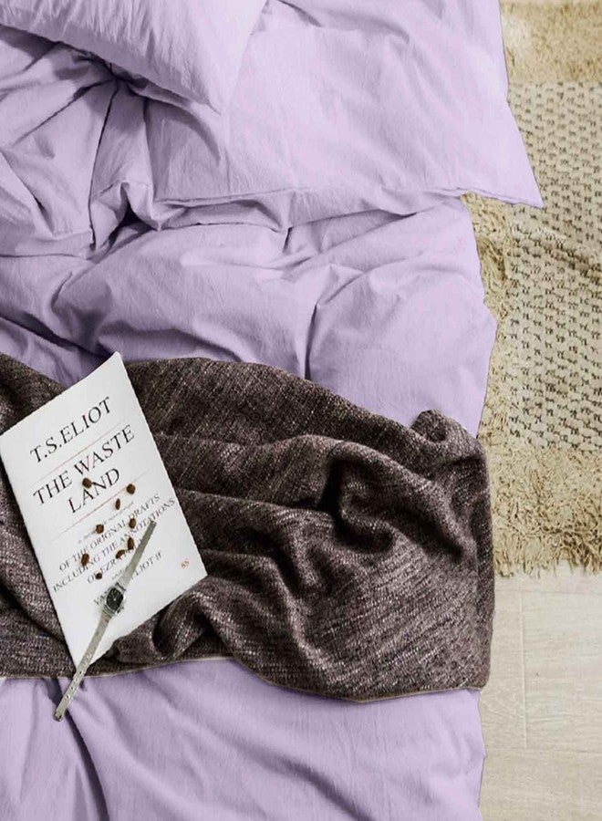 ETDIFFE Lavender Duvet Cover Twin Size, 2pc Twin XL Light Purple Soft Farmhouse Quilt Cover Set, 1 Lightweight Microfiber Duvet Cover (68x90) and 1 Pillow Sham for Women Teen Girls - Image 4