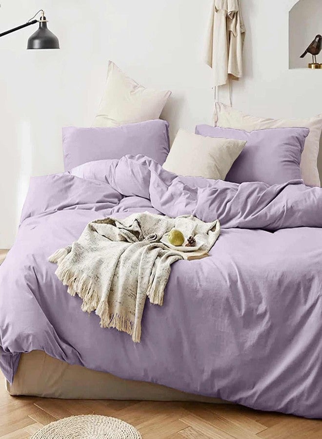 ETDIFFE Lavender Duvet Cover Twin Size, 2pc Twin XL Light Purple Soft Farmhouse Quilt Cover Set, 1 Lightweight Microfiber Duvet Cover (68x90) and 1 Pillow Sham for Women Teen Girls - Image 2