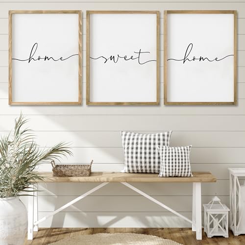 Heiple Set of 3 Framed Farmhouse Home Sweet Home Sign Above Bed Wall Decor for Bedroom Decor Wall Art Wood Signs - Image 1