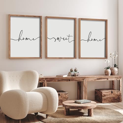 Heiple Set of 3 Framed Farmhouse Home Sweet Home Sign Above Bed Wall Decor for Bedroom Decor Wall Art Wood Signs - Image 2