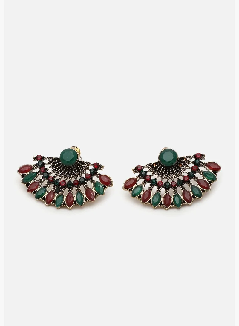 SOHI Gold Plated Designer Stone Stud