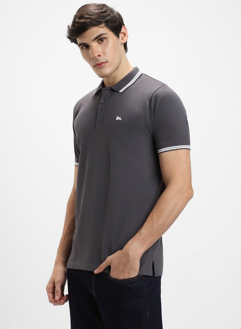 Dennis Lingo Grey Polo T-Shirt for Men, Regular Fit, Cotton Classic - Image 3