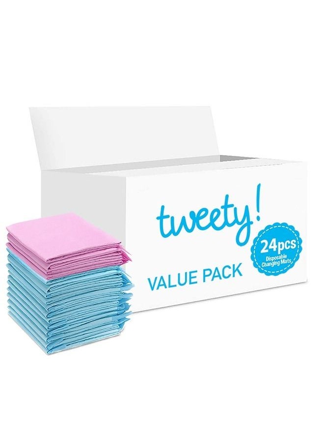 Tweety Tweety Disposable Changing Mats, 24 Counts, Soft Waterproof Mat, Portable Leak Proof Changing Mat, New Mom Leak-Proof Under pad, Mattress Table Protector Pad  - Image 1