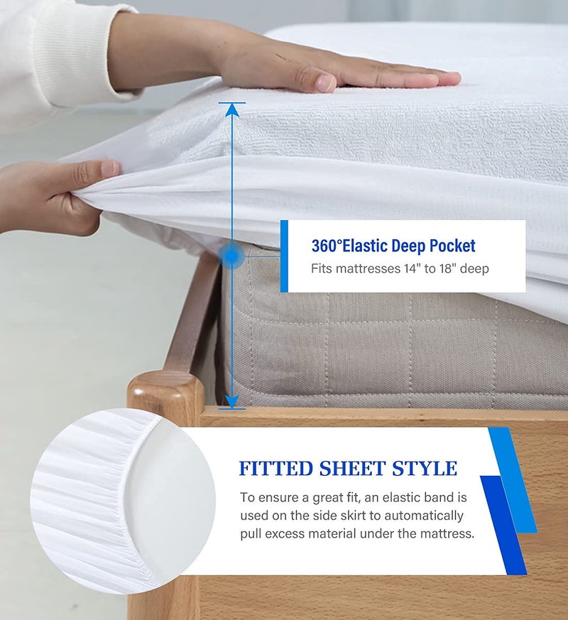 Artivestion 3 Pack Full Size Mattress Protector Waterproof Mattress Protector Full Mattress Pad Cover Noiseless  Soft Breathable Terry for Pets Kids Adults 54"" x 75""  - Image 4