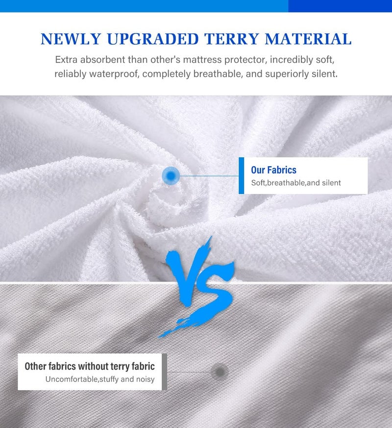 Artivestion 3 Pack Full Size Mattress Protector Waterproof Mattress Protector Full Mattress Pad Cover Noiseless  Soft Breathable Terry for Pets Kids Adults 54"" x 75""  - Image 2
