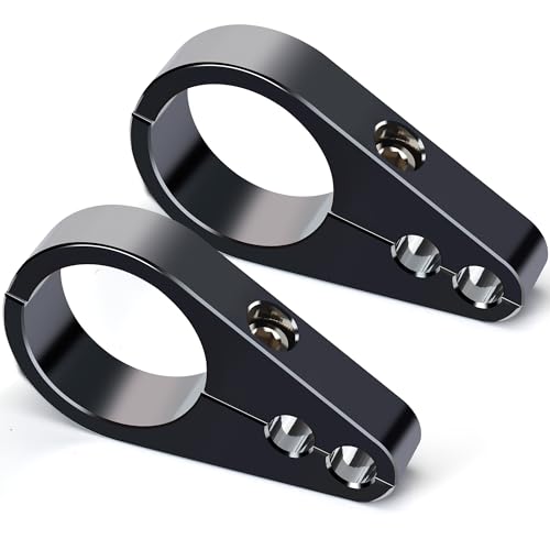 MoKitDora 15 Handlebar or Frame Mount Dual Hole Throttle Clutch Cable Brake Line Clamp Universal for Harley and Other Motorcycles 2 Pieces Black - Image 1