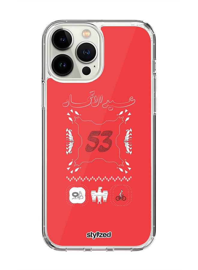 Stylizedd Classic Clear For iPhone 15 Pro Max, Hybrid Soft Case Flexible Edges Anti Drop TPU PC Gel Thin Transparent Cover - Red